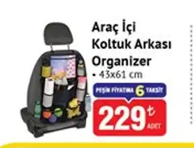 Araç İçi Koltuk Arkası Organizer 43X61 Cm
