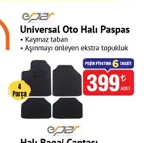 Eper Universal Oto Halı Paspas 4 Parça