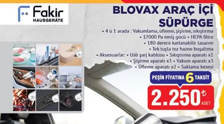 Fakir Blovax Araç İçi Süpürge