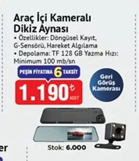 Araç İçi Kameralı Dikiz Aynası