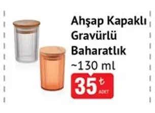 Ahşap Kapaklı Gravürlü Baharatlık ~130 Ml