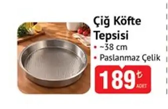 Çiğ Köfte Tepsisi 38 Cm Paslanmaz Çelik