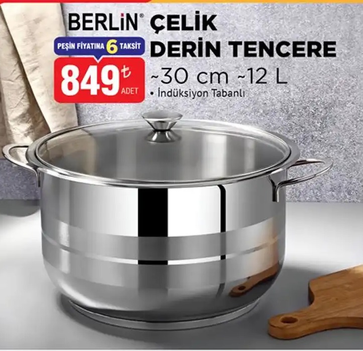 Berlin Çelik Derin Tencere 12 L
