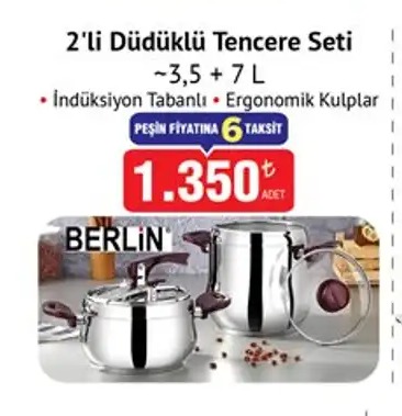2'Li Düdüklü Tencere Seti ~3,5 + 7 L