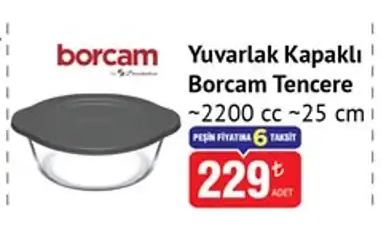 Yuvarlak Kapaklı Borcam Tencere ~2200 Cc ~25 Cm