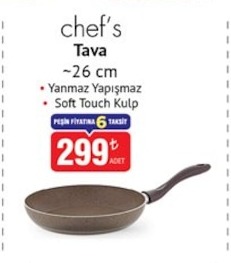 Chef'S Tava ~26 Cm Yanmaz Yapışmaz Soft Touch Kulp