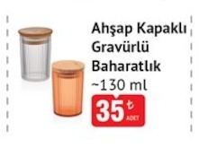 Ahşap Kapaklı Gravürlü Baharatlık 130Ml