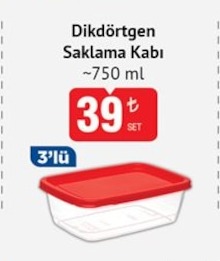 Dikdörtgen Saklama Kabı 750Ml