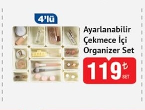 Ayarlanabilir Çekmece İçi Organizer Set 4'Lü