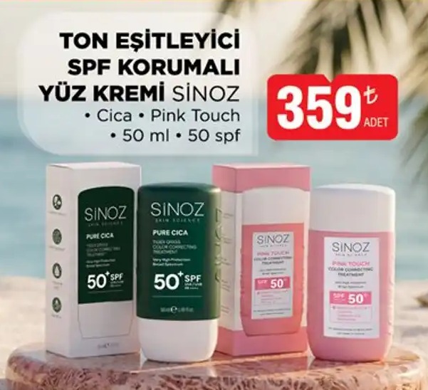 Ton Eşitleyici Spf Korumalı Yüz Kremi Sinoz Cica Pink Touch 50Ml