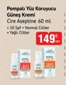 Pompalı Yüz Koruyucu Güneş Kremi Cire Aseptine 60 Ml