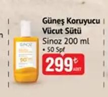 Güneş Koruyucu Vücut Sütü Sinoz 200 Ml