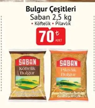 Saban Bulgur Cesitleri 2,5 Kg