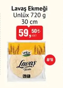 Unlux Lavaş Ekmeği 720G 30Cm