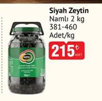 Siyah Zeytin Namlı 2 Kg 381-460 Adet/Kg