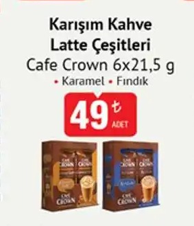 Cafe Crown Karışım Kahve Latte Çeşitleri 6X21,5 G