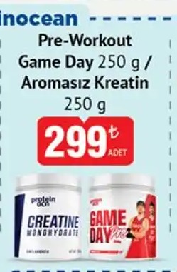 Protein Ocean Pre-Workout Game Day Aromasız Kreatin 250G