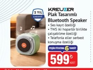 Kreuzer Plak Tasarımlı Bluetooth Speaker