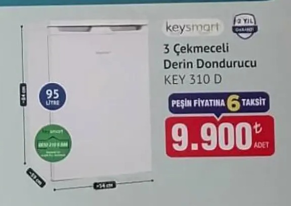 Keysmart 3 Çekmeceli Derin Dondurucu Key 310 D 95 Litre