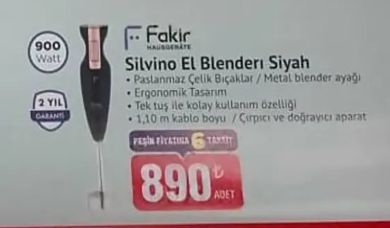 Fakir Silvino El Blenderi Siyah 900 Watt