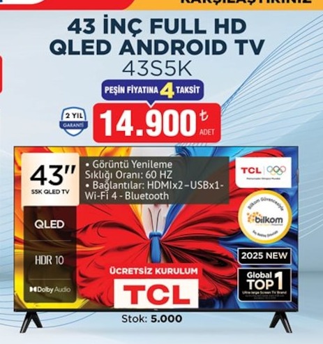 43 İnç Full Hd Qled Android Tv 43S5K