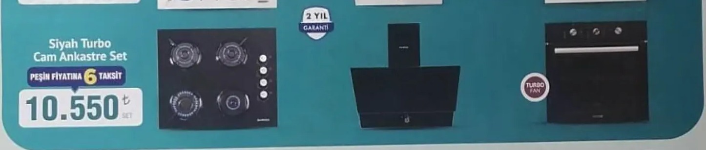 Siyah Turbo Cam Ankastre Set