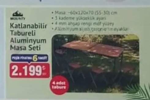 Mounty Katlanabilir Tabureli Alüminyum Masa Seti