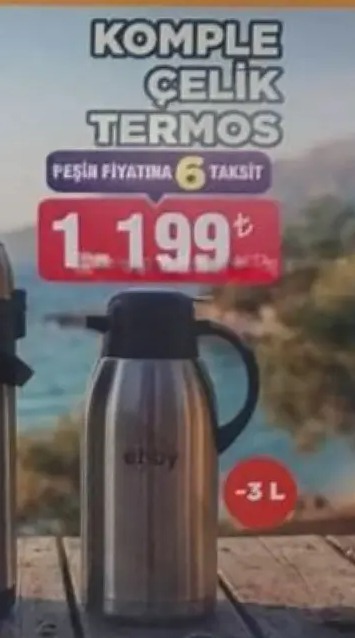 Komple Celik Termos 3 L