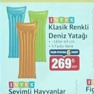 Intex Klasik Renkli Deniz Yatağı 1 Adet