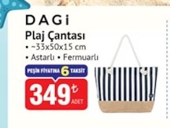Dagi Plaj Çantası ~33X50X15 Cm (Astarli Fermuarli) Adet