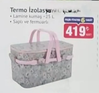 Termo Izolasyonlu Cantasi Sapli Ve Fermuarli