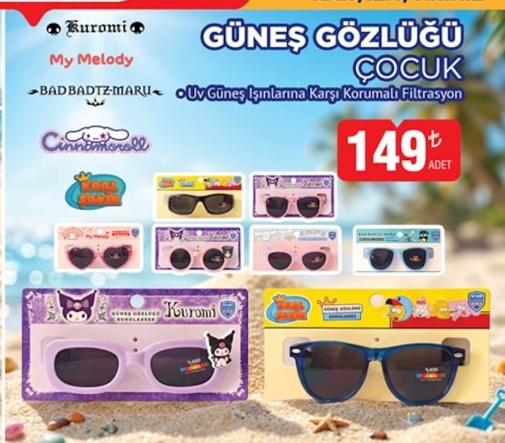 Çocuk Güneş Gözlüğü Uv Güneş Işınlarına Karşı Korumalı Filtrasyon Adet
