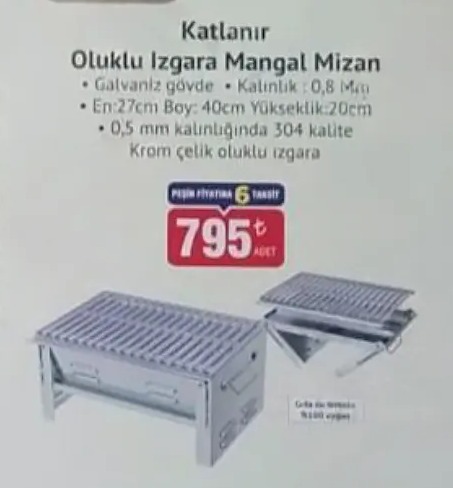 Katlanır Oluklu Izgara Mı 27X40X20 Cm