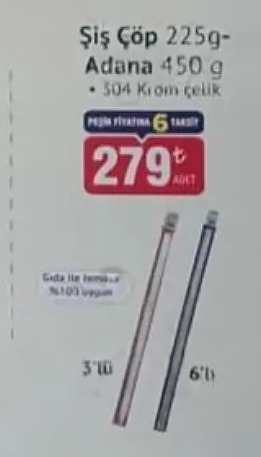 Şiş Çöp 225G-Adana 450G