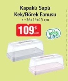 Kapali Sapli Kek/Börek Fanusu 36X15X15 Cm