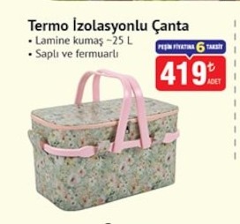 Termo Izalosyonlu Canta ~25 L Sapli Ve Fermuarli