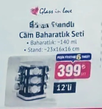 Glass In Love Cam Baharatlık Seti 12 Li