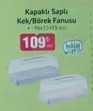 Kapaklı Saplı Kek/Börek Fanusu 36X15X15 Cm
