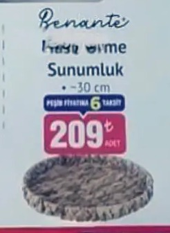 Benante Efsun Yuvarlak Sunumluk 30 Cm