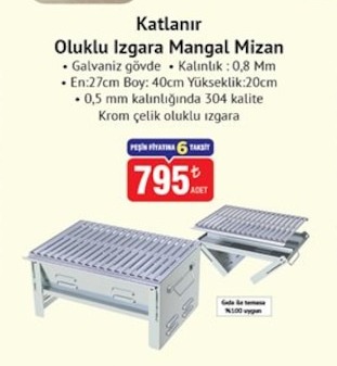 Katlanır Oluklu Izgara Mangal Mıan L:27Cm W:40Cm H:20Cm