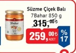 Süzme Çiçek Balı 7Bahar 850 G