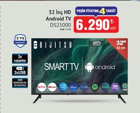 32 Inç Hd Android Tv Ds25000