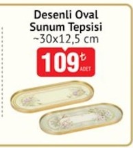 Desenli Oval Sunum Tepsisi 30X12.5Cm