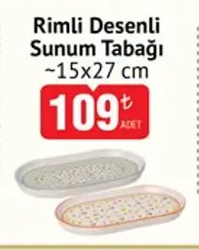 Rimli Desenli Sunum Tabağı ~15X27 Cm