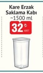 Kare Erzak Saklama Kabı 1500 Ml