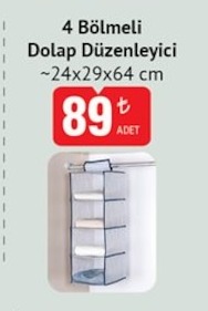 4 Bolmeli Dolap Duzenleyici 24X29X64 Cm