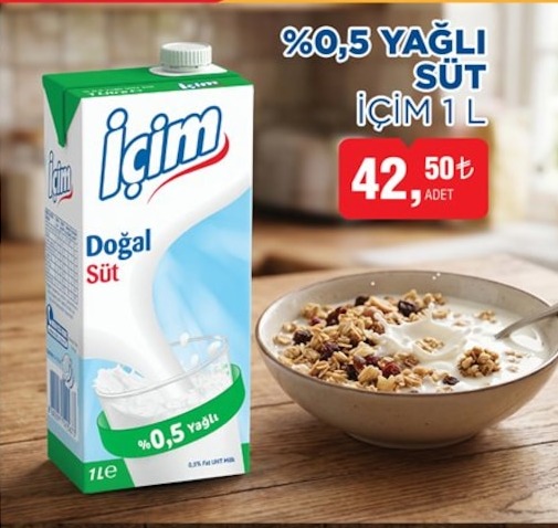 İçim %0,5 Yağlı Süt 1 L