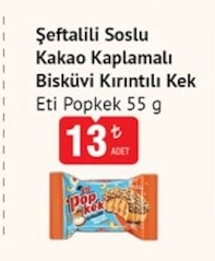 Şeftalili Soslu Kakao Kaplamalı Bisküvi Kırıntılı Kek Eti Popkek 55G