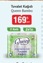 Queen Bambu Tuvalet Kağıdı 3 Katlı 24'Lü