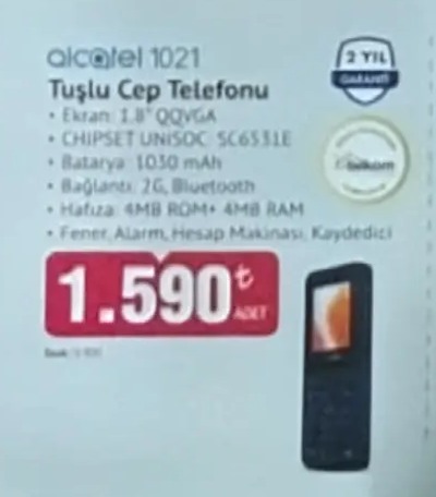 Alcatel 1021 Tuşlu Cep Telefonu